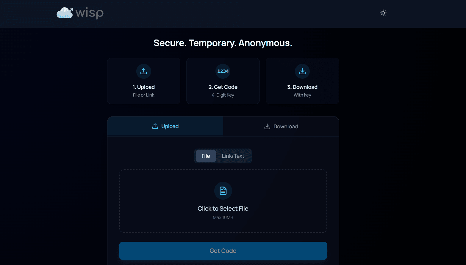 Wisp - Anonymous File Sharing Platform